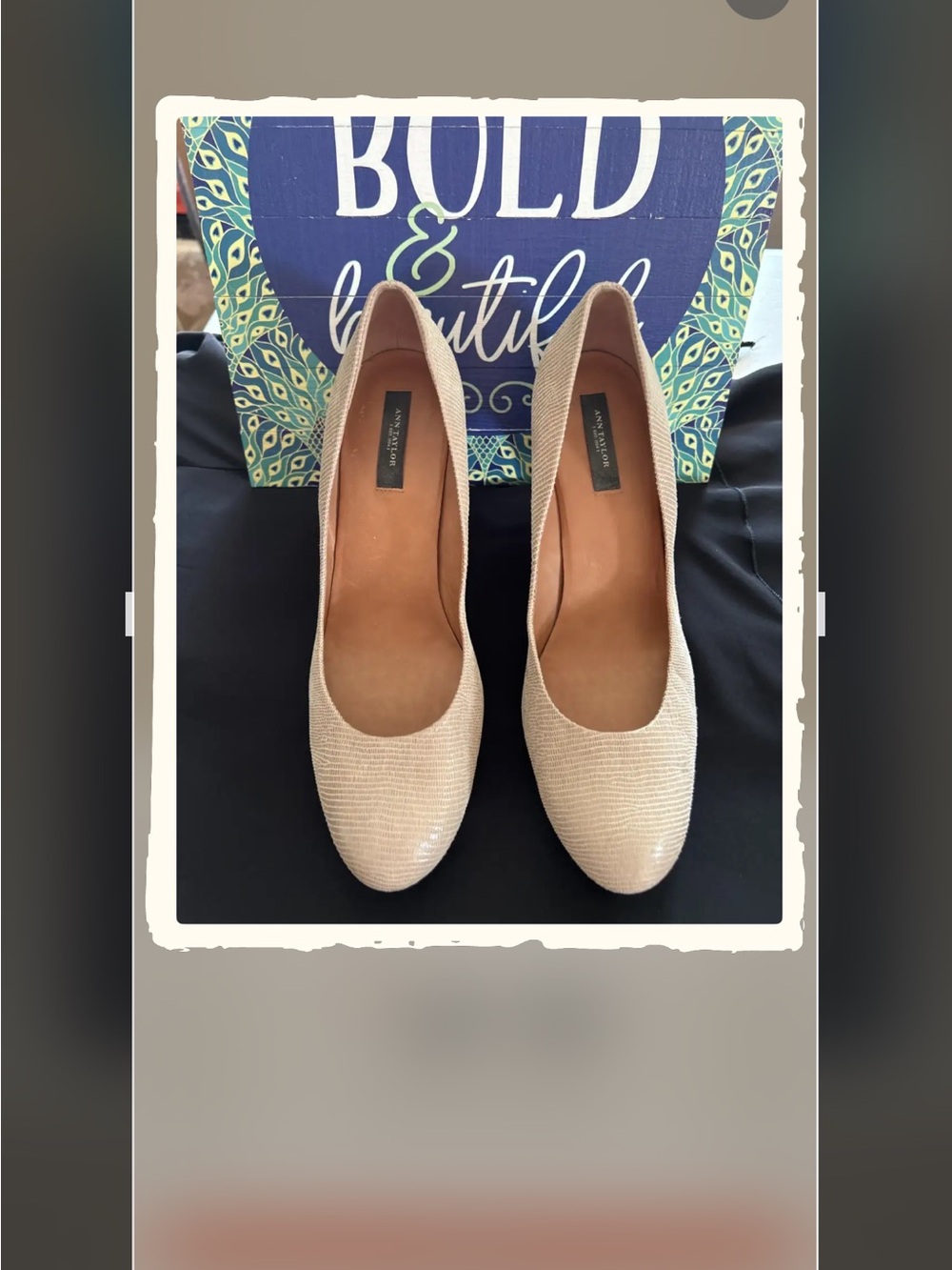 Ann Taylor Beige Textured Round-Toe Pumps
